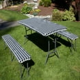 thumbnail image 4 of MesaSe Rally Home Goods Outdoor Vinyl Tablecloth Rectangular Fitted Cover Table + Benches 3-pc Set  Flannel Backing Elastic 30x72‘‘ (6-FT, 4 of 6