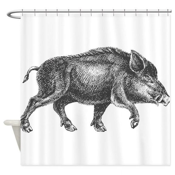 CafePress - Wild Boar - Unique Fabric Shower Curtain 70" x 72"