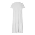 thumbnail image 5 of QUYUON Women Ruffle Midi Dresses Casual Summer V-Neck Short Sleeve T-Shirt Dresses Beach Sundress Pleated A-Line Swing Long Dresses Evening Cocktail Party Pullover Dress, White XL, 5 of 6