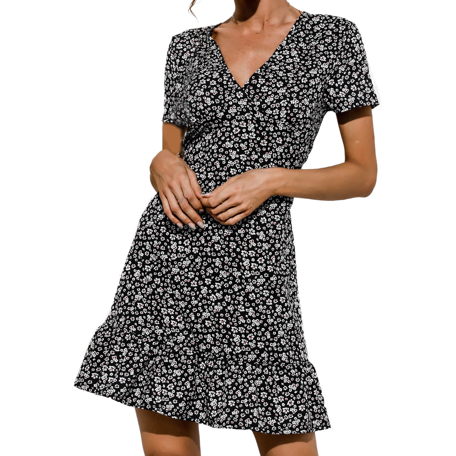 sexy gray v neck short sleeves maxi dress