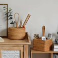 thumbnail image 6 of Wicker Silverware Caddy with Built-in Handle,Rattan Utensil Holder with 4 Compartments,Kitchen Utensil Holder for Countertop, Utensil Organizer for party, Natural Woven (Round A), 6 of 7
