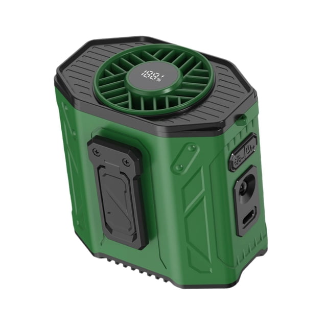 Ventilador portátil de cintura, ventilador deportivo de refrigeración, recargable, fácil de transportar y rápido. Verde