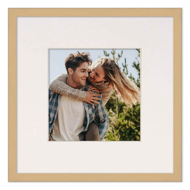 2x2 Frame Natural With White Picture Mat For 2x2 Photo - Natural