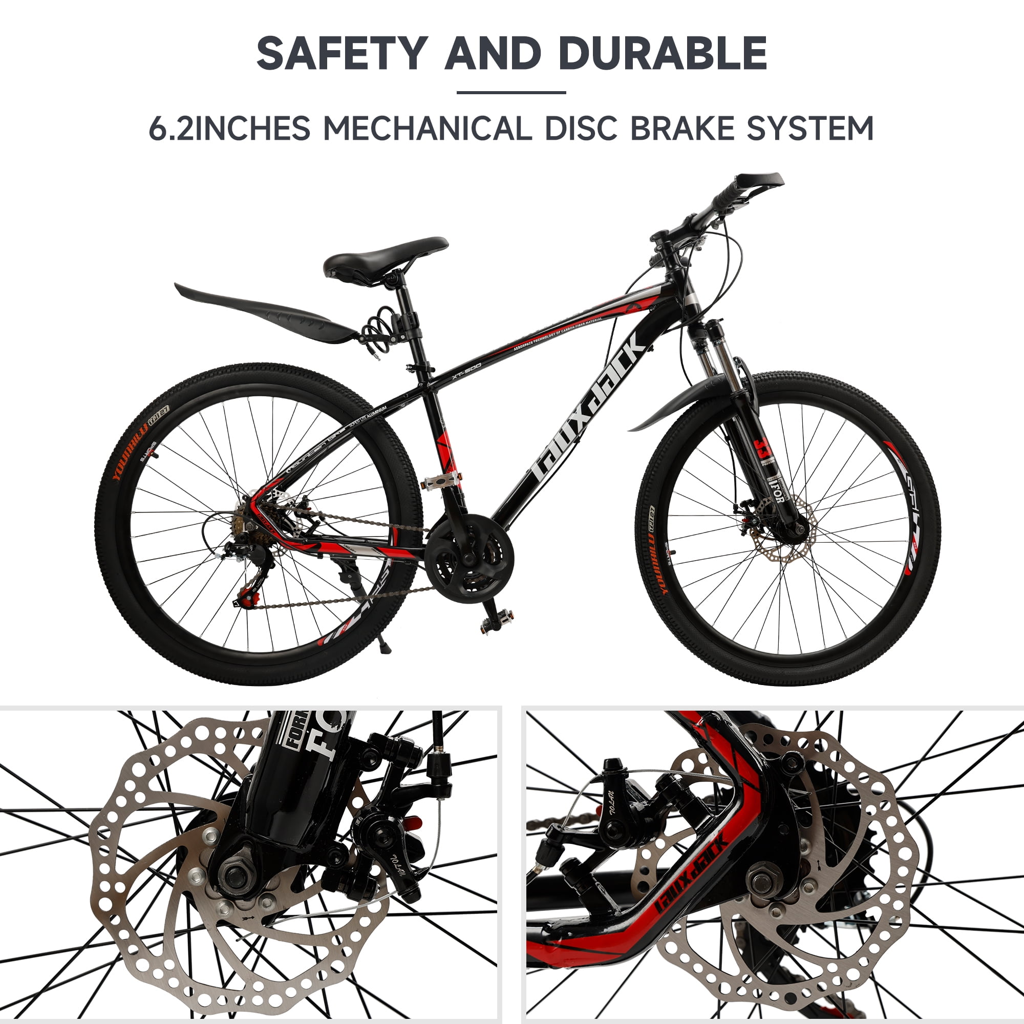 Mountain Bike, 27.5 Inch Shimano 21 Speed, Dual Disc Brake Bike for Men Womens Adult, Front Suspension Bicycle