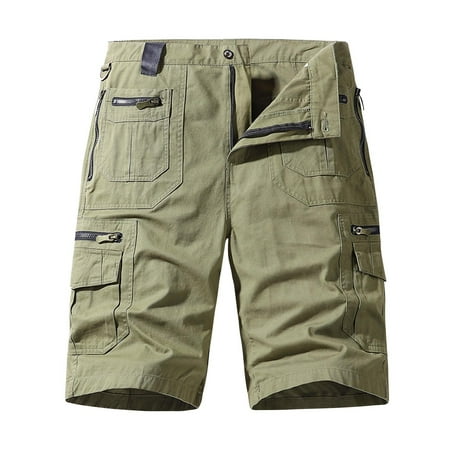 

REORIAFEE Casual Shorts for Men Fashion Pants Overalls Mens Cargo Shorts Fashion Pocket Zipper Buttons Solid Short Pants Green XXXL