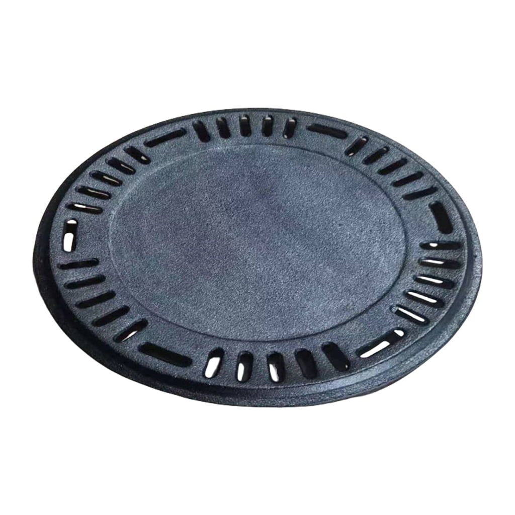 Wrought Iron Stovetop Korean Round Grill Pan With Ventilation Hole BBQ Essential