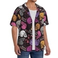 thumbnail image 4 of Honeii 's Halloween Skeleton for men's short-sleeved button-up collared shirt featuring a pocket, perfect for beach vacations, and travel adventures., 4 of 5