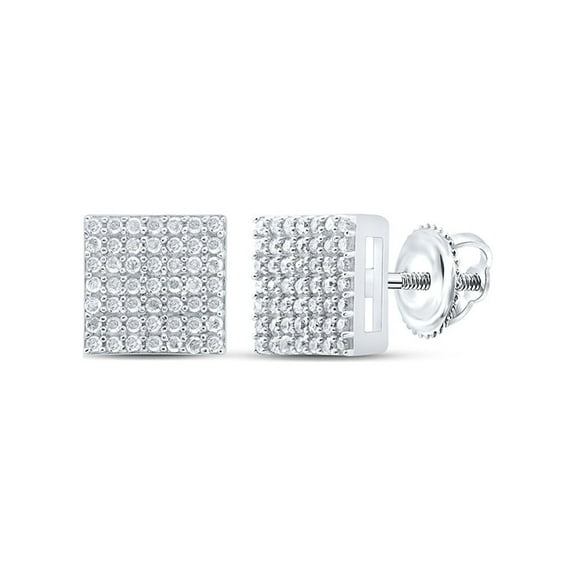 Macey Worldwide Jewelry Silver Diamond Square Earrings 3/8 Ctw