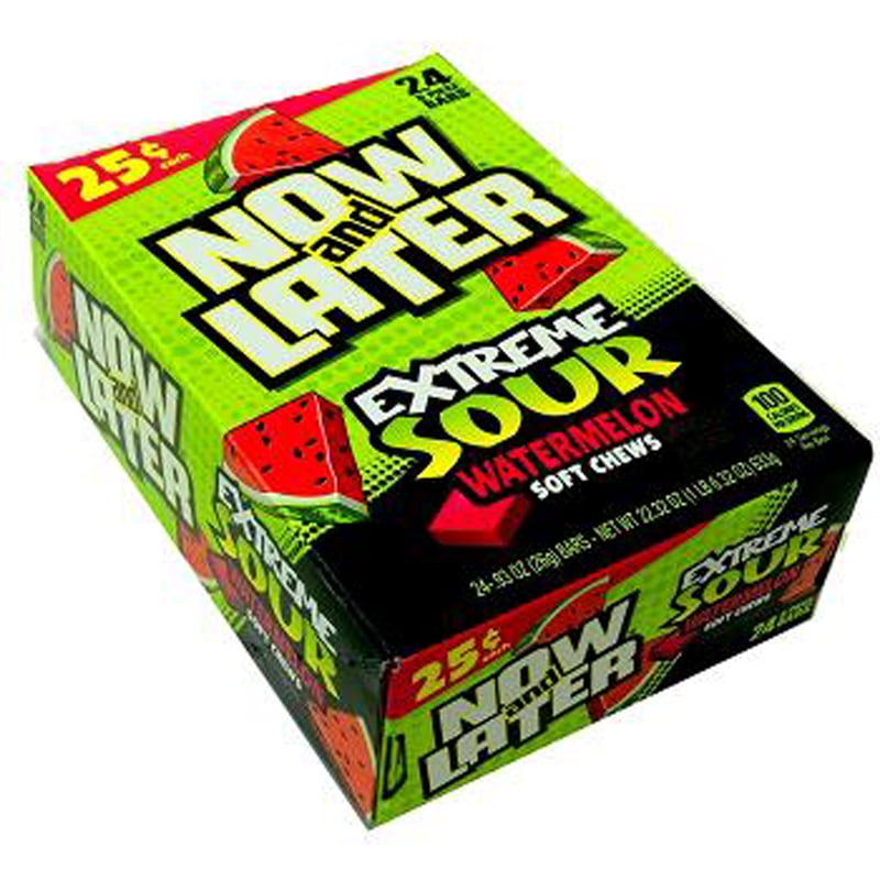 Now & Later EXTREME Sour Watermelon Soft Chews - 24 6-piece Bars