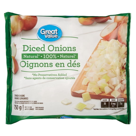 Oignons en dés naturels Great Value 750g