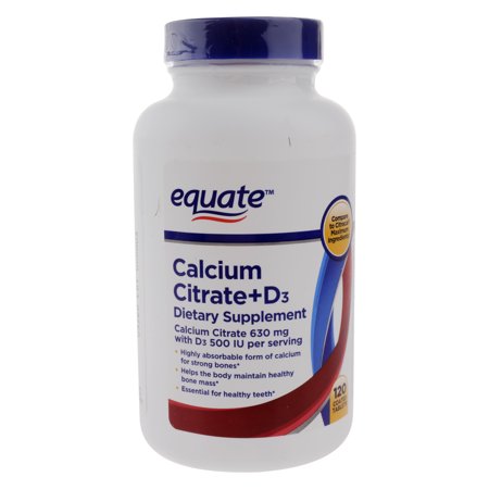 Equate Calcium Citrate + D3 Dietary Supplement, 120 Ct ...