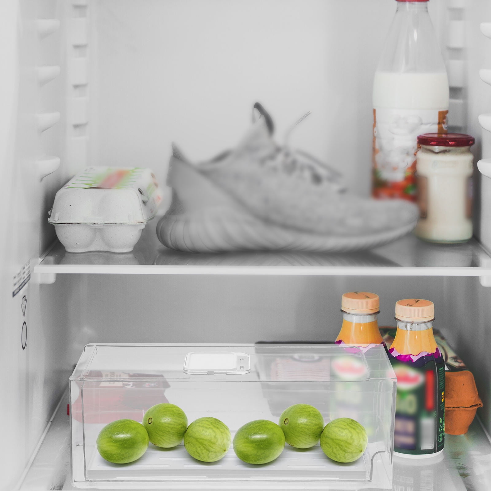 HEMOTON Transparent Refrigerator Drawer Cheese Storage Bins for Fridge Organization and Food Freshness