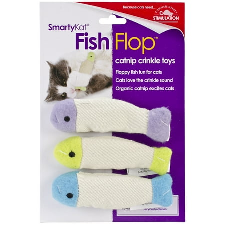 SmartyKat FishFlop Catnip Crinkle Cat Toy, 3 ct