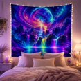 thumbnail image 2 of Rainbow Galaxy Above Waterfalls and Mountains, Mystical Fantasy Style for Space Lovers, Galaxy Wall Art, Housewarming Gift, Tapestry Wall Hanging for Bedroom and Dorm, 2 of 7