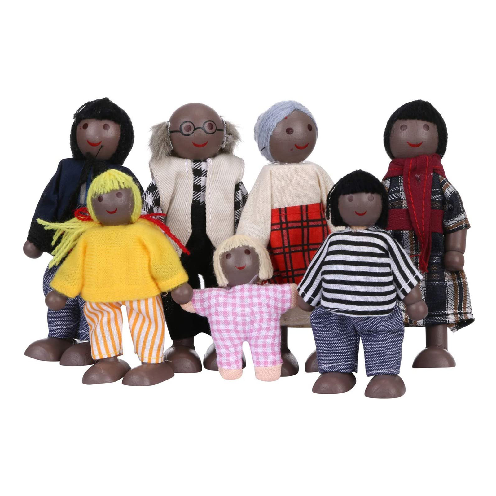 7pcs Wooden Doll Family Educational Wooden Toys For Children Dollhouses Pretend Gift - image 1 of 6