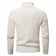 thumbnail image 3 of QTBIUQ Sweater Winter Mens Solid Color Knitted Casual Base High Neck Sweater Top White, 3 of 7