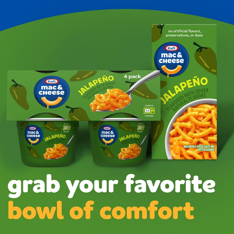 Kraft Jalapeño Flavored Mac & Cheese Cups 4 Pack Shelf-Stable 2.05