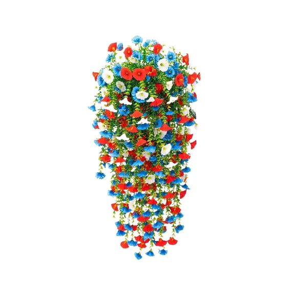 Patriotic Artificial Hanging Flowers 29 Inch Uv Resistant Red White Blue Floral Arrangement for Outdoor Porch, Patio and Balcony Home Decor 4Th of July Memorial Day Labor Day