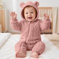 thumbnail image 2 of Toddler Kids Hooded Jumpsuit,Cute Warm Solid Color Long Sleeved Zipper Jumpsuit Rompers,Kids Winter Clothes, 2 of 10