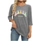 thumbnail image 3 of Mujeres 3/4 Manga Tops Y Blusas Impresas Cuello Redondo Casual Otoño Invierno Blusa, 3/4 Manga Casual Tops para Mujeres, 3 of 7