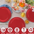 thumbnail image 3 of 50 PCS Paper Plates, Red Heavy Duty Party Plates, Round 9 Inches Disposable Paper Dinner Plates, Everyday Use Plates Set for Daily Meals Wedding Christmas Picnic Supplies, 3 of 4