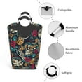 thumbnail image 2 of DouZhe 50L Rectangular Laundry Basket, Vintage Skull Snake Flower Prints Waterproof Foldable Laundry Hamper with Aluminum Handles, 2 of 6
