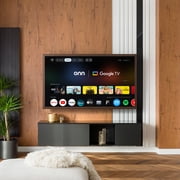 onn 55 The Fresco Art Gallery 4K UHD Google TV with Gemini, Walnut Frame and Mounting Kit