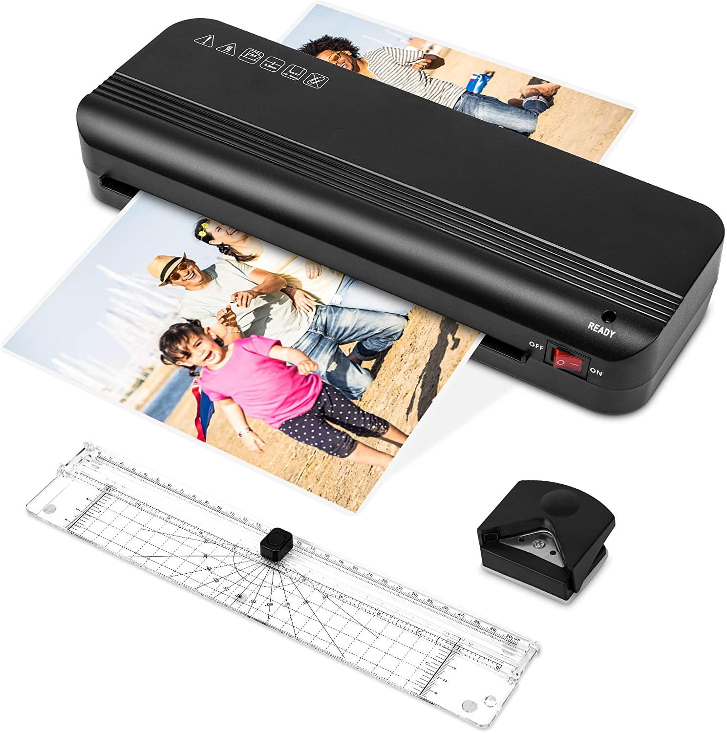 4-in-1 Thermal Cold Laminator for A4/A5/A6 Rapid Laminating ABS Anti-Jam with Paper Trimmer Laminator Gbasics Laminator Machine with Laminating Sheets Corner Rounder for Home Office School,9-inch 