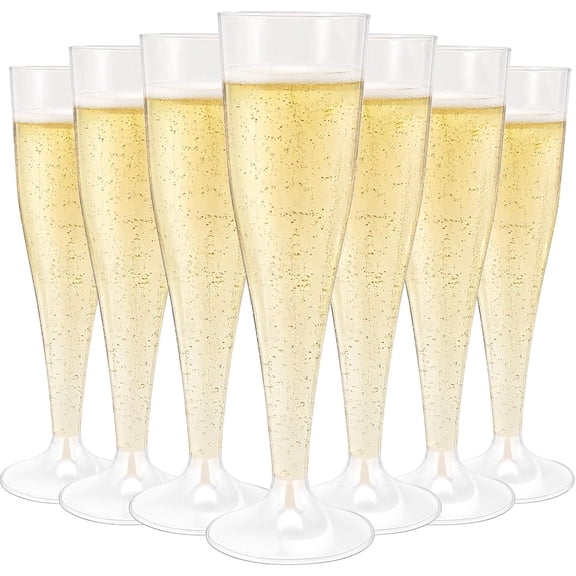50 Pack Champagne Flutes Disposable, 4.5 Oz Plastic Champagne Glasses, Recyclable Plastic Champagnes Cups, Clear Toasting Glasses for Wedding Party New Years Eve Party Supplies