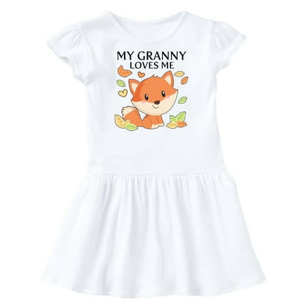 

Inktastic My Granny Loves Me- little fox Gift Toddler Girl Dress