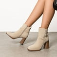 thumbnail image 5 of BURUDANI Women's Suede Buckle Strap Block Heel Ankle Boots, 5 of 5