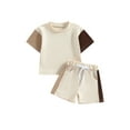 thumbnail image 1 of Fortune Infant Boys Summer Contrast Color Short Sleeve T-Shirts Elastic Waist Shorts 2Pcs Set, 1 of 6