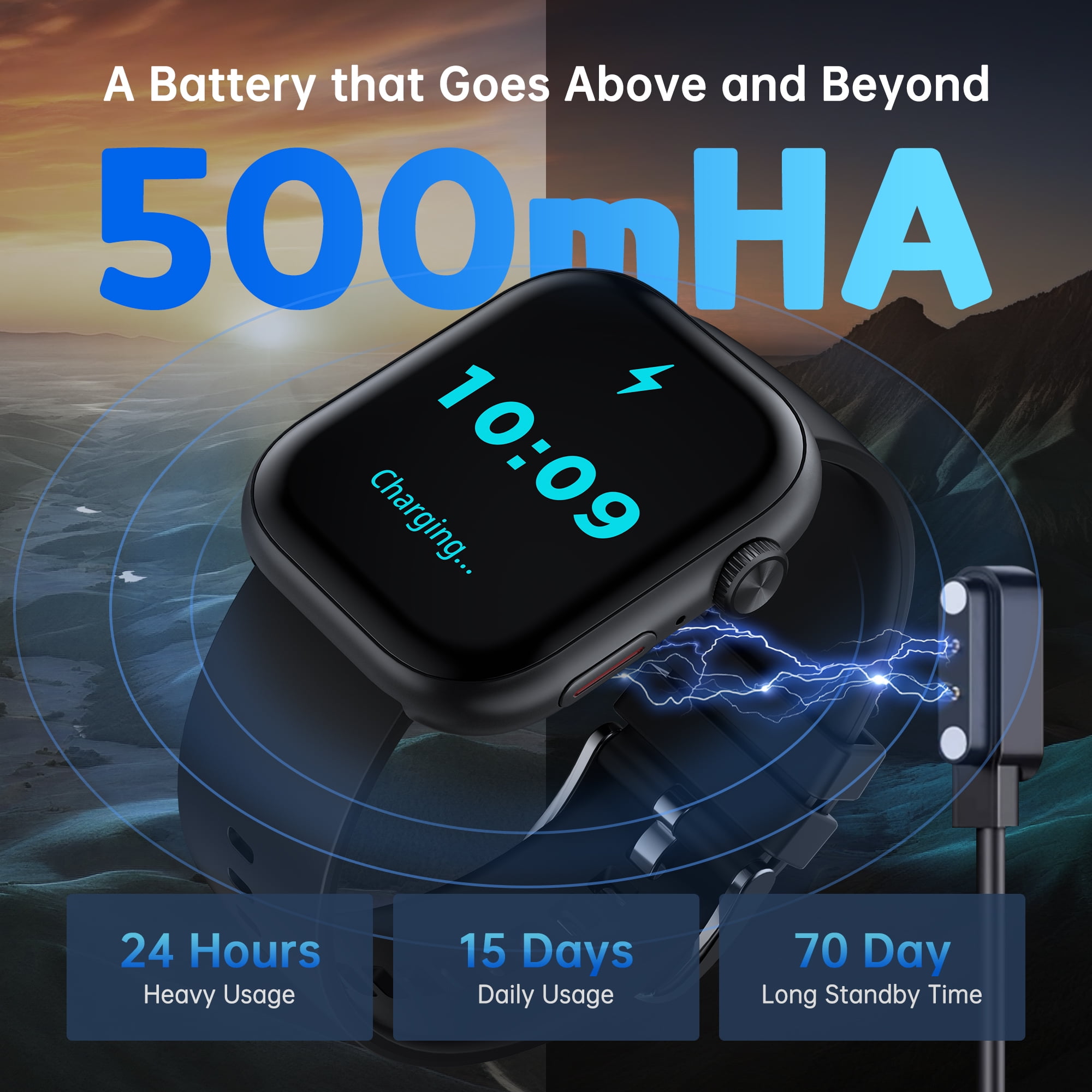 Smart Watch for Men Women, 2.01" HD Touchsreen, Bluetooth Calling, IP68 Water-Resistance, 180+ Sports Modes, Health, Fitness & Sleep Tracker, Timer, Fitness Watch for Android/iOS, Black