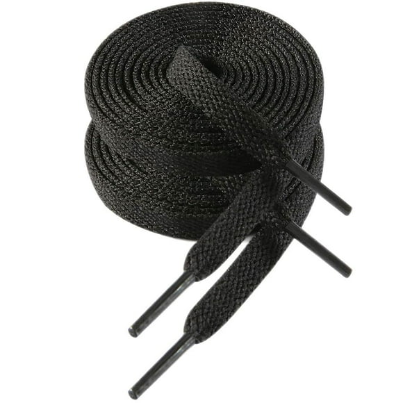 VSUDO 50 Inch Flat Black Shoe Laces for Sneakers, Black Shoelaces for Sneakers, Black Shoe Strings for Sneakers, Black Replacements Sneakers Shoe Laces for Women or Men (2 Pairs-Black-127CM)