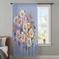thumbnail image 3 of Watercolor Flowers Semi Sheer Curtains Drapes for Living Room,Bedroom,French Doors Window 84 Inches Long,Farmhouse Spring Botanical Daisy Plants Rod Pocket Chiffon Curtain Voile Drapery Panel, 3 of 8