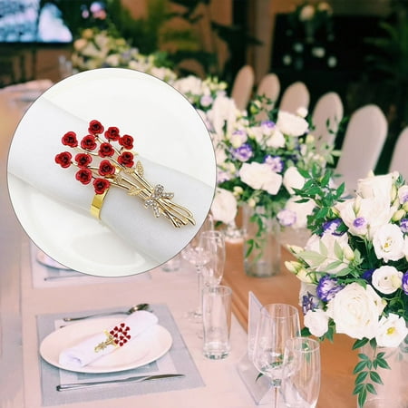 

Opvise 6Pcs Napkin Buckles Modern DIY Table Decoration Alloy Rhinestone Love Heart Rose Dinner Towel Serviette Rings for Valentine s Day B