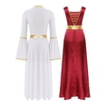 thumbnail image 4 of renvena Robe de Danse pour Femmes Croix Dorée avec Costume de Prière pour Bordeaux&Blanc TG, 4 of 7