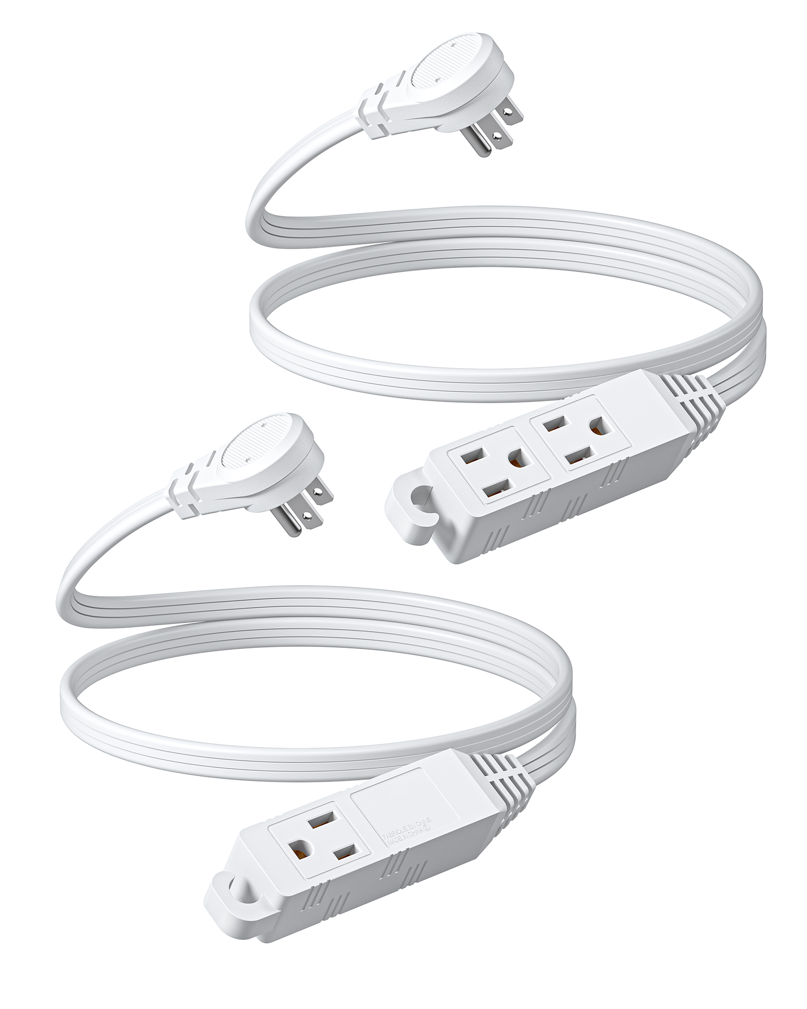 Dewenwils 3-Ft Indoor Extension Cord, 2-Pack
