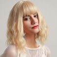 thumbnail image 4 of Pretfy 38cm Short Hair Wigs Sexy Wavy Blonde Hair Wig with Bang Heat Resistant Synthetic for Women Cosplay Party Daily Use, 4 of 4