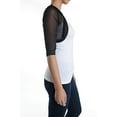 thumbnail image 4 of Fashion Secrets Junior's Sheer Chiffon Bolero Shrug Jacket Cardigan 3/4 Sleeve (Medium, Black), 4 of 5