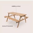 thumbnail image 5 of JONATHAN Y BNH200B-NEW Shoreham 55" Modern Classic Outdoor Wood Picnic Table Benches with Umbrella Hole, Light Teak, 5 of 7