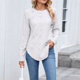 thumbnail image 2 of Fall Tops for Women 2025, Comdrip Tops for Women Long Sleeve Knit Crew Neck T Shirts Side Split Blosue Casual Loose Fit Fall Basic Tees Womens Long Sleeve Tops White L, 2 of 9