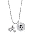 thumbnail image 1 of Delight Jewelry Silvertone Enamel Soccer ball ''Rocks'' Silvertone Script Initial Disc - G - Charm Necklace, 20"+3", 1 of 4