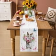 thumbnail image 2 of Easter Bunny Table Runner 36 Inches, Cute Rabbits Spring Daisy Flowers Butterfly Bed Runner Dresser Scarves Tabletop for Indoor Outdoor Parties/Ceremony/Banquet, 13"x 36", 2 of 8