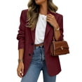 thumbnail image 3 of Daiosportswear Blazers for Women Business Casual Button Down Suit Solid Long Sleeve Jackets Wine, 3 of 5