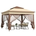 thumbnail image 3 of Wangbujianwang 11" x 11" Pop Up Canopy with Removable Zipper Netting, Instant Outdoor Gazebo Shelter for Backyard, Garden, and Events, Includes Carry Bag, Khaki, 3 of 11