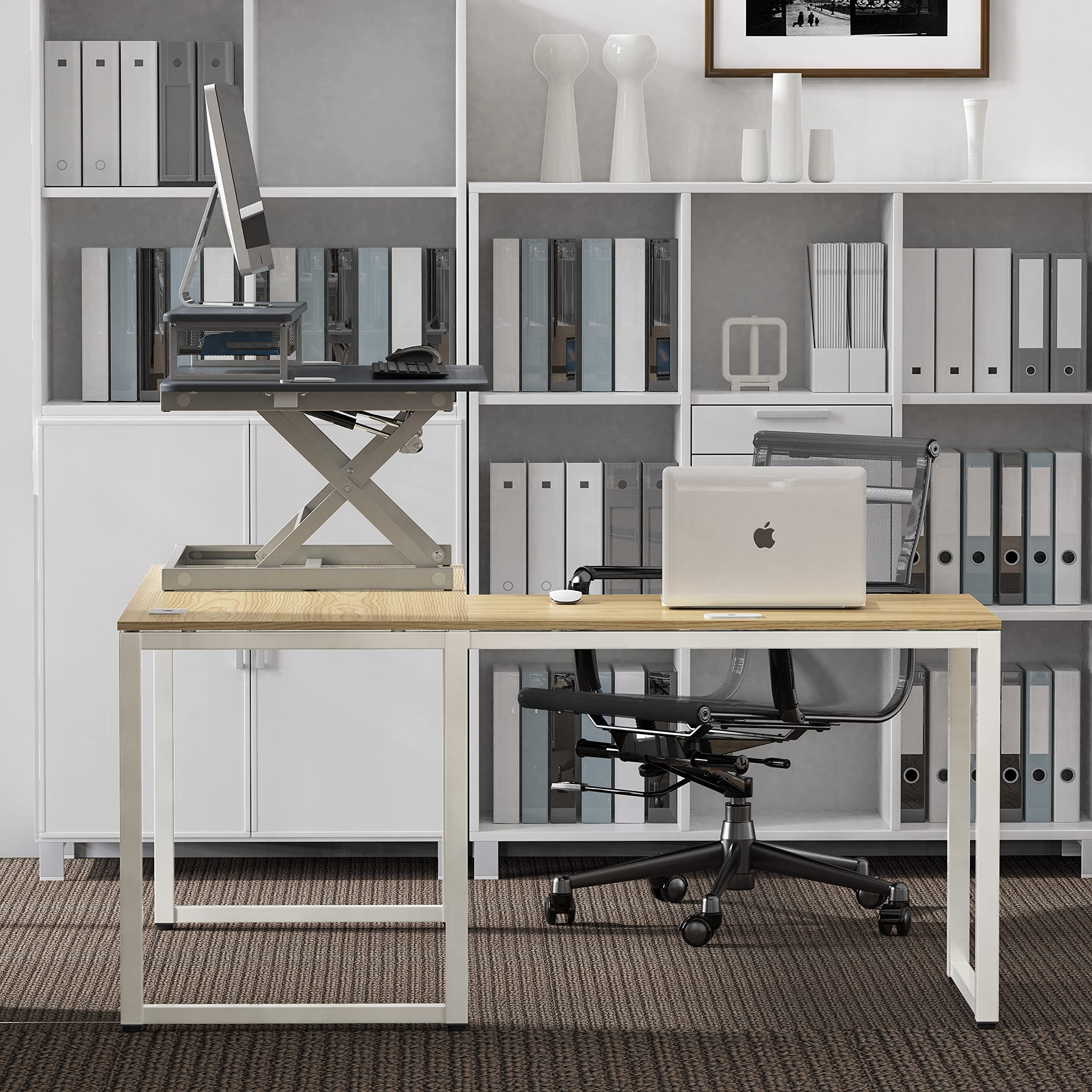 Shw height adjustable standing desk sit to cheap stand riser converter workstation