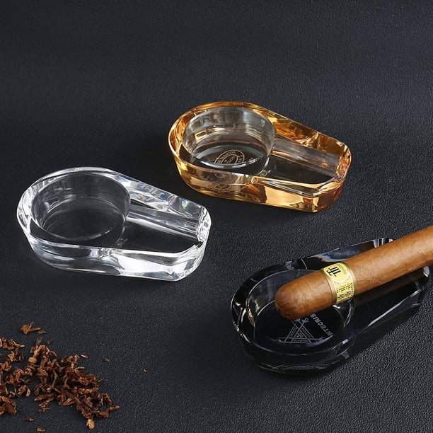 Cenicero De Cristal Con Diseño Dorado - 4 Ranuras Para Cigarrillos, Diámetro 10 Cm, Para Hogar, Oficina O Bar