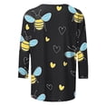 thumbnail image 3 of Tauxra T-Shirt for Women with 3/4 Sleeves and Bee Print, Round Neck Casual Blouse for Daily Wear and World Bee Day, 3 of 5