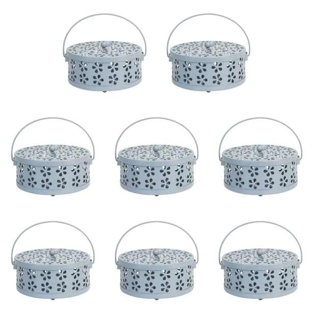 Soporte Portátil para Bobina Mosquitos Con Asa Incienso Metal () Azul